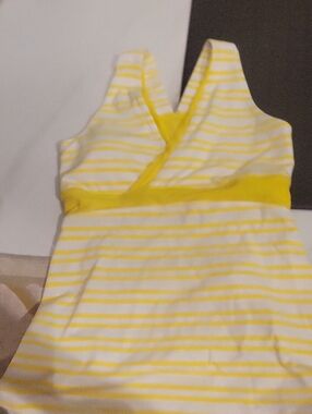 lululemon athletica Yellow and White Striped Tank Top